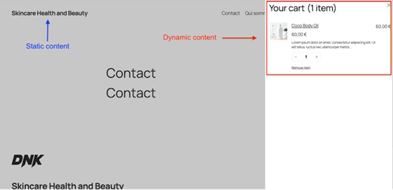 Static vs dynamic content illustration showing caching principles