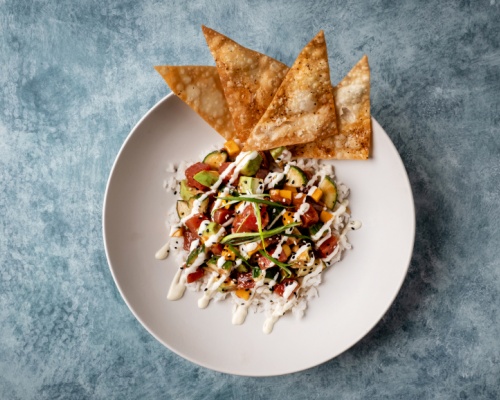 Seasonal restaurant menu featuring tuna bowl